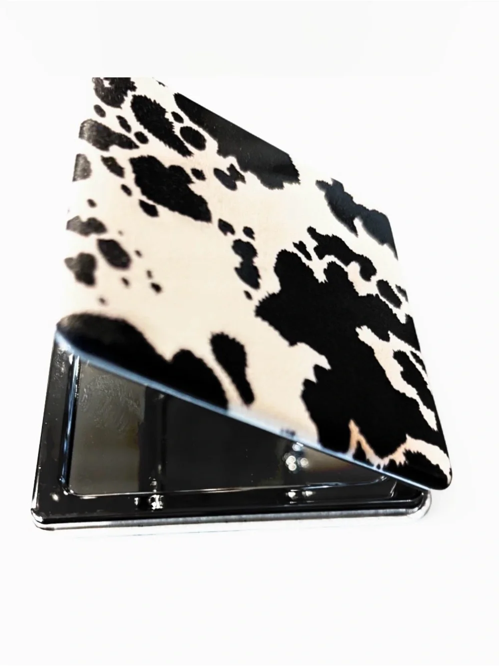 Personalized Compact Cowhide Pattern Pocket Mirror - Black & White